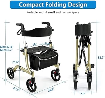 Healconnex Rollator Walkers for Seniors-Folding Rollator